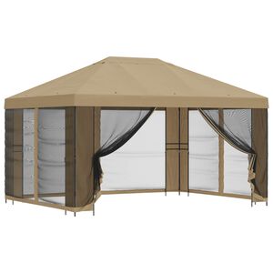 vidaXL Tuin Gazebo met Zijwanden 4 &times; 3 m Beige Polyester en staal