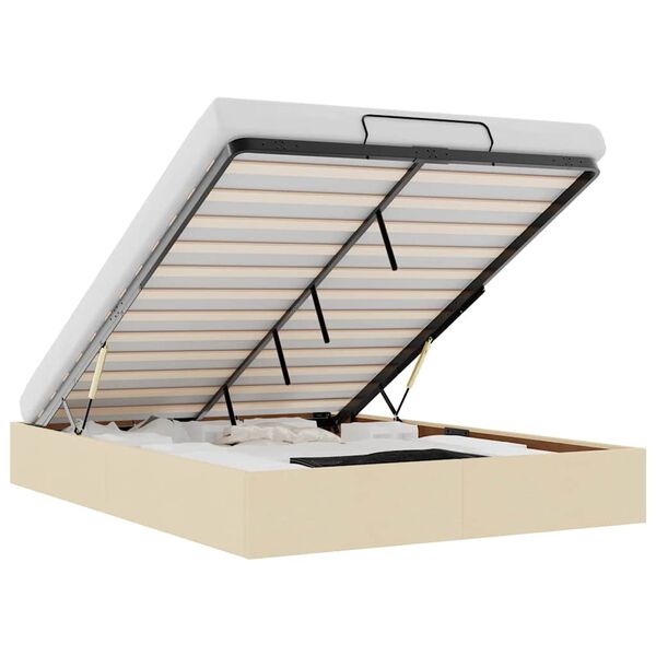 vidaXL Bedframe zonder matras 140x190 cm stof cr&egrave;mekleurig