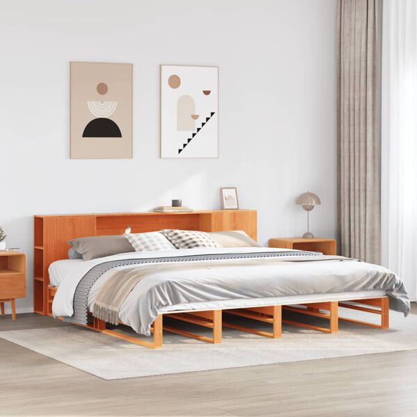 vidaXL Bed met boekenkast zonder matras hout wasbruin 180x200 cm