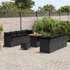 vidaXL Tuin Sofa Set met kussen 11 pcs Zwart poly rattan