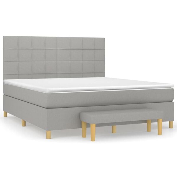 vidaXL Boxspring met matras stof lichtgrijs 160x200 cm