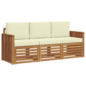 vidaXL Sofa-Sets 3 pcs Natuurlijk en Cr&egrave;me Massief Acaciahout