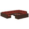 vidaXL 14-delige Loungeset met kussens poly rattan bruin
