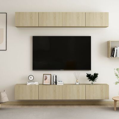 vidaXL Tv-meubelen 4 st 100x30x30 cm spaanplaat sonoma eikenkleurig