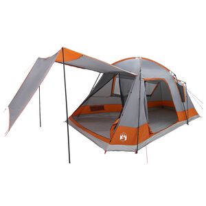 vidaXL Huisje Tent Grijs en Oranje 8-persoons Polyester en staal