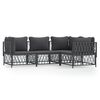 vidaXL 4-delige Loungeset met kussens staal antracietkleurig