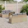 vidaXL Tuin Sofa Set met opslag 7 pcs Beige en Licht Grijs poly rattan