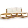 vidaXL 4-delige Loungeset met kussens massief acaciahout crème
