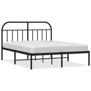 vidaXL Bedframe met hoofdbord metaal zwart 140x200 cm