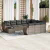 vidaXL 11-delige Loungeset met kussens poly rattan grijs