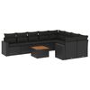 vidaXL 10-delige Loungeset met kussens poly rattan zwart