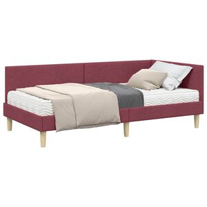 vidaXL Hoekbedframe met Matras 2 st Wijnrood 80 x 200 cm Stof