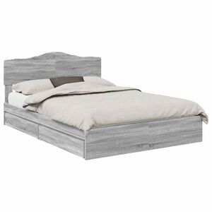 vidaXL Opslag bed met lade Grijs Sonoma 140 x 200 cm Bewerkt hout