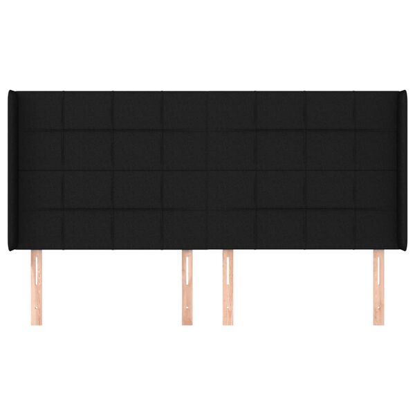 vidaXL Hoofdbord met randen 183x16x118/128 cm stof zwart