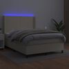 vidaXL Boxspring met matras en LED kunstleer cr&egrave;mekleurig 140x190 cm