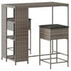 vidaXL 3-delige Tuinbarset met kussens poly rattan grijs