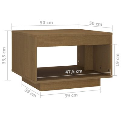 vidaXL Salontafel 50x50x33,5 cm massief grenenhout honingbruin