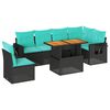 vidaXL 7-delige Loungeset met kussens poly rattan zwart