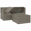 vidaXL 3-delige Loungeset met kussens poly rattan grijs