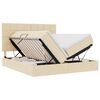 vidaXL Opslag bed met hoofdeinde met opslag Cr&egrave;me 200 x 200 cm Stof