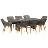 vidaXL Tuin Eetset met kussen 9 pcs Grijs poly rattan