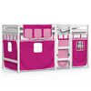 vidaXL Kinderhoogslaper met gordijnen 80x200 cm grenenhout roze