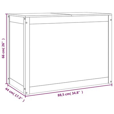 vidaXL Wasmand 88,5x44x66 cm massief grenenhout zwart