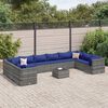 vidaXL 11-delige Loungeset met kussens poly rattan grijs