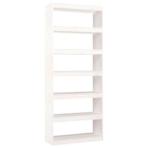 vidaXL Boekenkast/kamerscherm 80x30x199,5 cm massief grenenhout wit