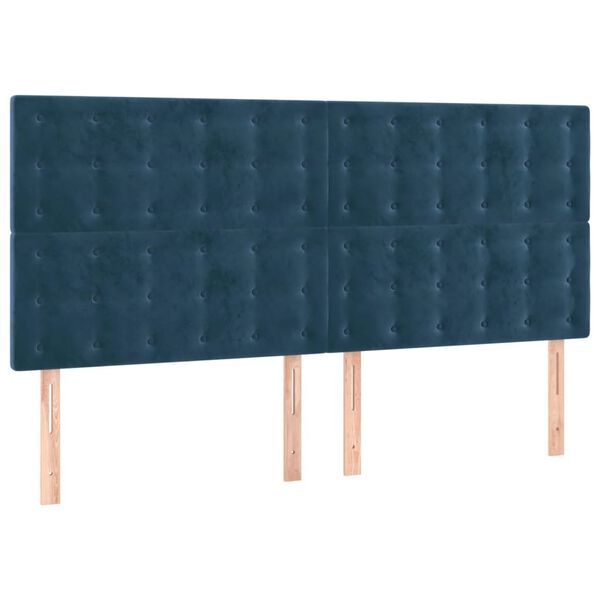 vidaXL Hoofdbord LED 160x5x118/128 cm fluweel donkerblauw
