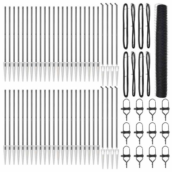 vidaXL Afrasteringspaal Grijs 100 x 1,2 m (50 mm gaas) Staal en PVC