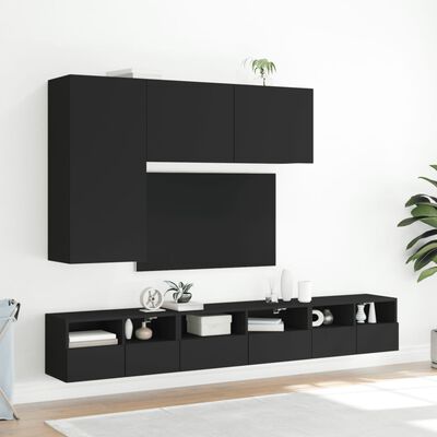 vidaXL Tv-wandmeubel s 2 st 60x30x30 cm bewerkt hout zwart