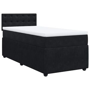 vidaXL Boxspring met matras fluweel zwart 90x200 cm