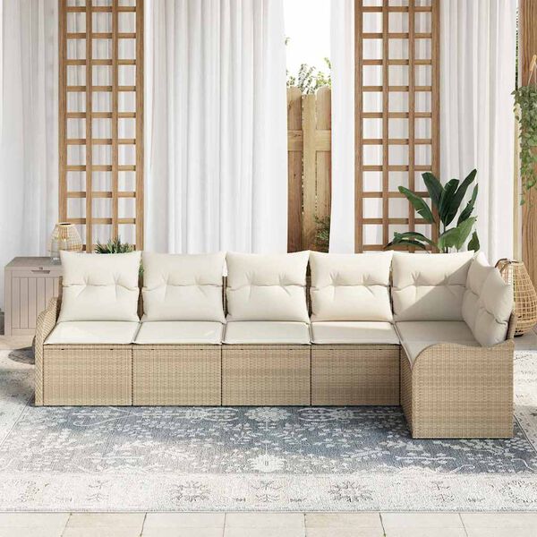 vidaXL Tuin Sofa Set Beige poly rattan