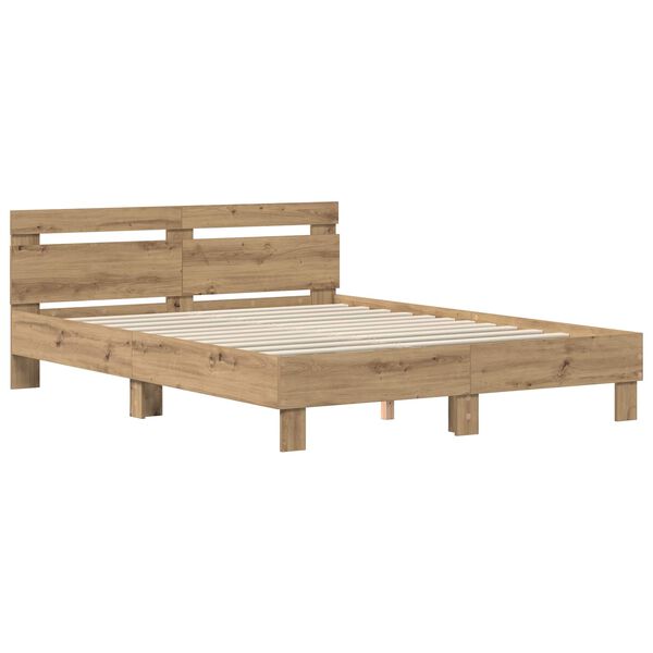 vidaXL Bedframe met hoofdeinde Artisan Eiken 120 x 200 cm Bewerkt hout
