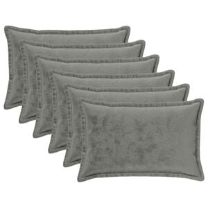 vidaXL Kussensloop 6 pcs HOUTEN Donkergrijs 50 x 80 cm Flanel