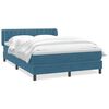 vidaXL Boxspring met matras fluweel donkerblauw 140x220 cm