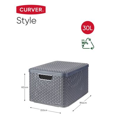 Vooraf Accommodatie micro Curver Opbergbox Style met deksel L 30 L metallic zilverkleurig online  kopen | vidaXL.be