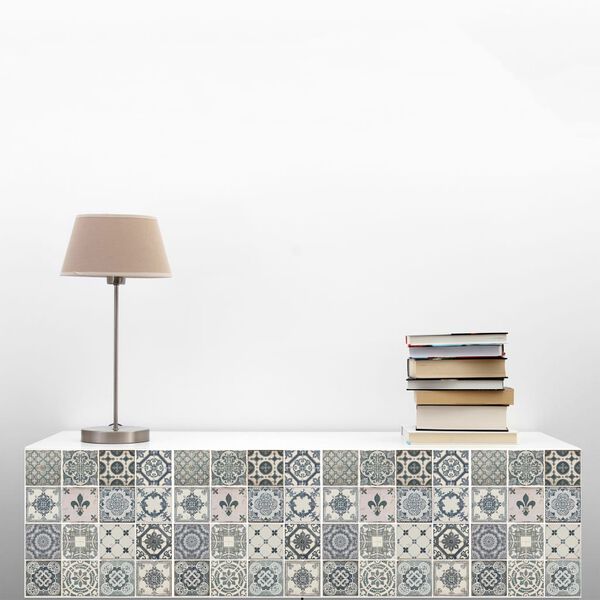 WALPLUS Decoratiesticker 4 st Vintage 54x54 cm blauw