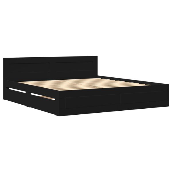 vidaXL Bedframe met hoofdeinde zonder matras 180x200 cm zwart