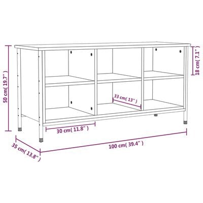 vidaXL Schoenenkast 100x35x50 cm bewerkt hout sonoma eikenkleurig