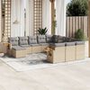 vidaXL 11-delige Tuinset met kussens poly rattan beige