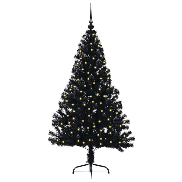 vidaXL Kunstmatig Voorverlicht Kerstboom met 150 LED Zwart 150 cm PVC