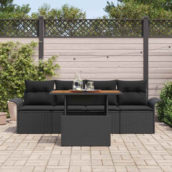 vidaXL Tuin Sofa Set met opslag 5 pcs Zwart Poly riet