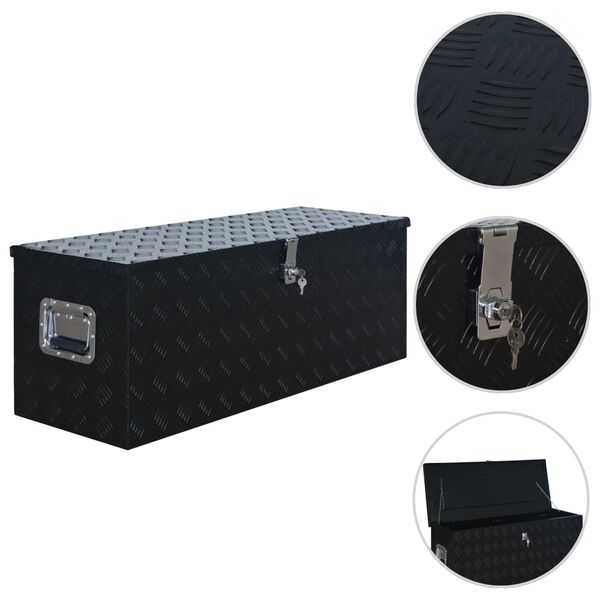 vidaXL Aluminium kist 1085x370x400 mm zwart