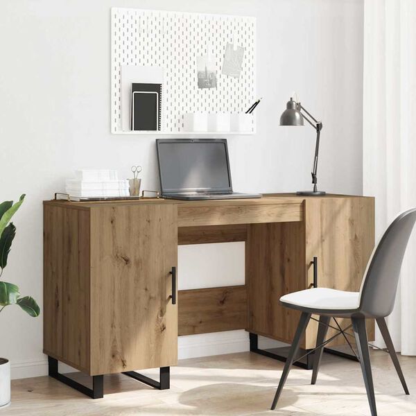 vidaXL Bureau artisanaal eikenkleurig 140 x 50 x 75 cm Bewerkt hout