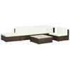 vidaXL 6-delige Loungeset met kussens poly rattan bruin