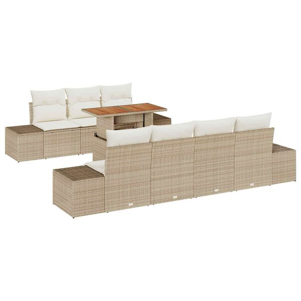 vidaXL Tuin Eetset met kussen met kussen 8 pcs Beige en Cr&egrave;me