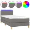 vidaXL Boxspring met matras en LED stof donkergrijs 90x200 cm