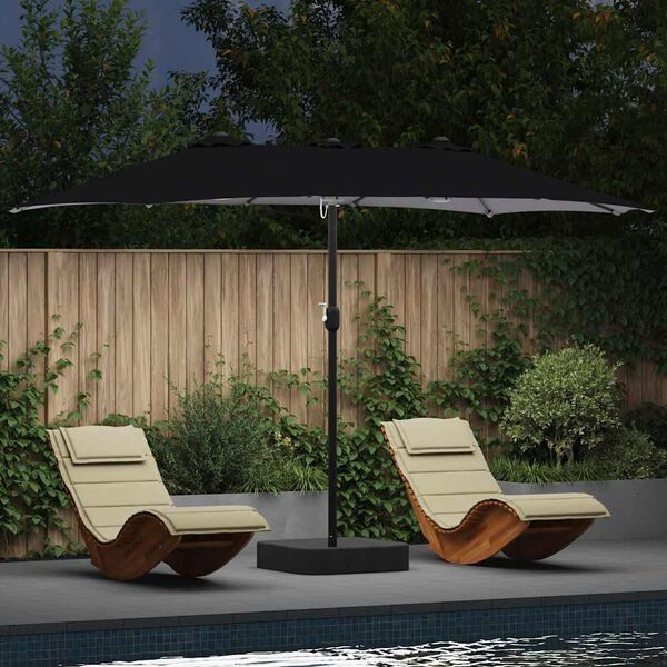 vidaXL Tuinparasol Zwart 385 x 209 x 244 cm Stof